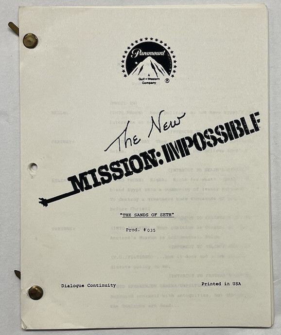 MISSION: IMPOSSIBLE / Original Dialogue Continuity Script "The Golden Serpent"