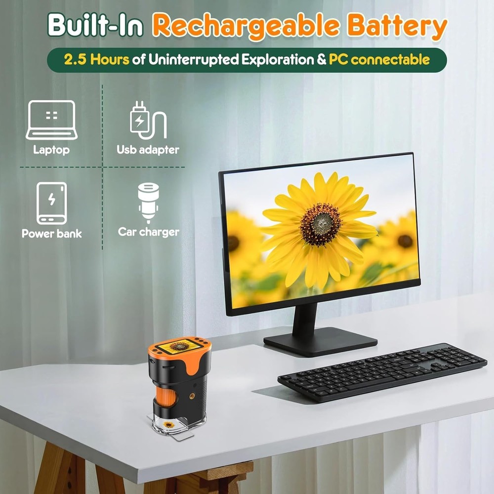 Handheld Digital Microscope with 1000X Magnification and Rechargeable Battery