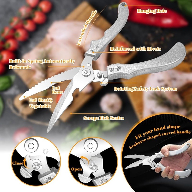 Heavy Duty Kitchen Shears Sharp Stainless Steel Multi Purpose Cooking Scissors