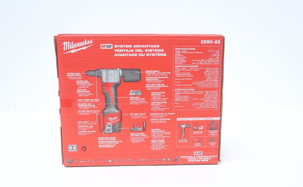 Milwaukee 2550-22 M12 Rivet Tool Kit