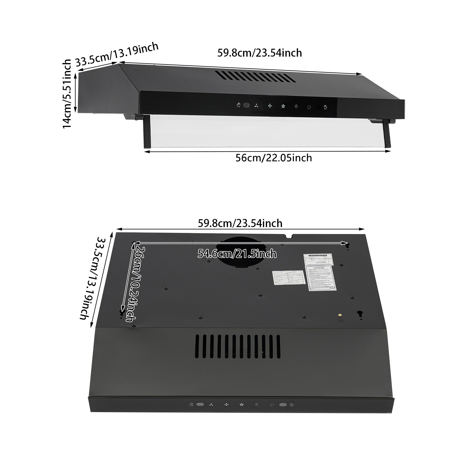 24inch Under Cabinet Range Hood Stainless Steel 600CFM Kitchen Vent