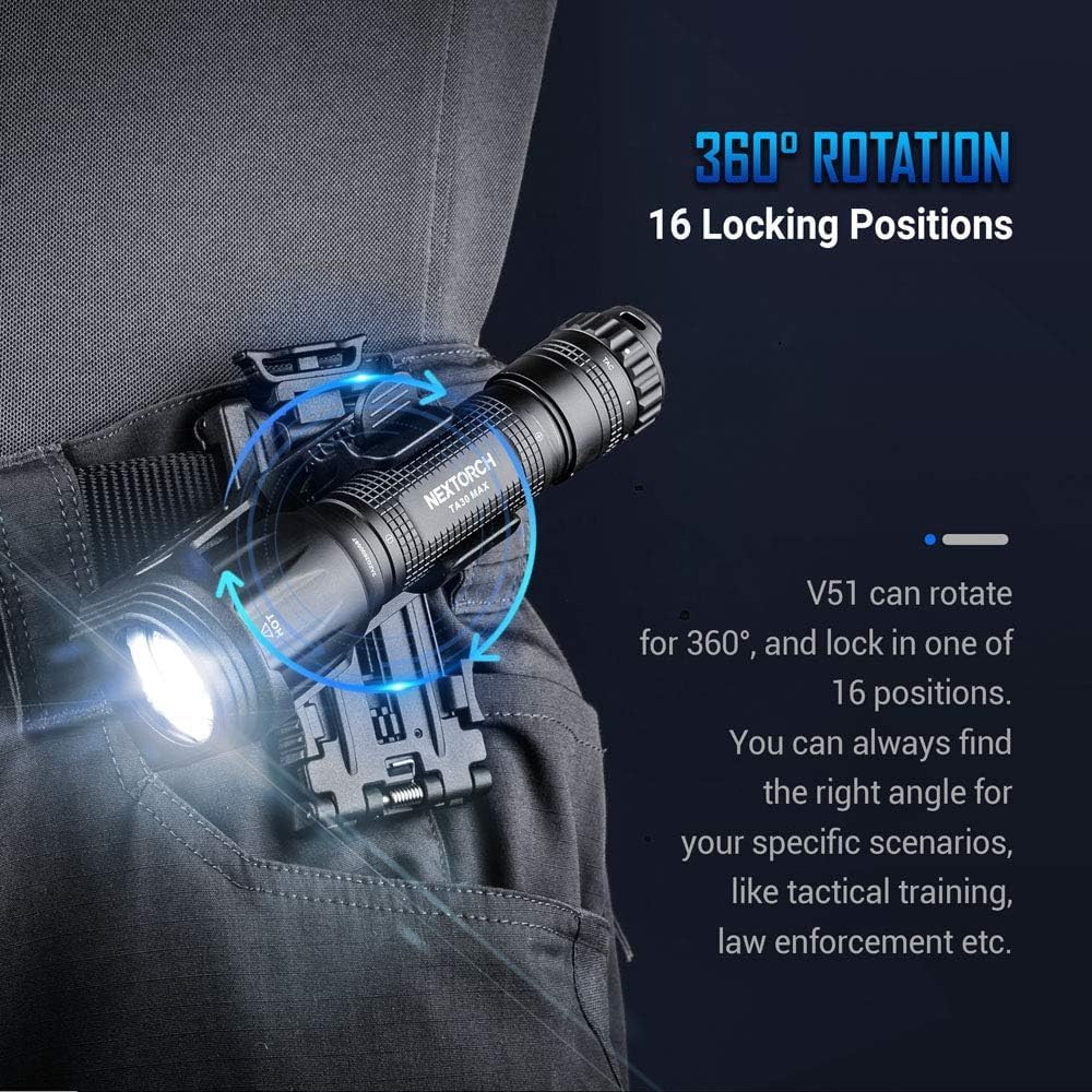 V51 Tactical Flashlight Holster with Adjustable Locking Belt System