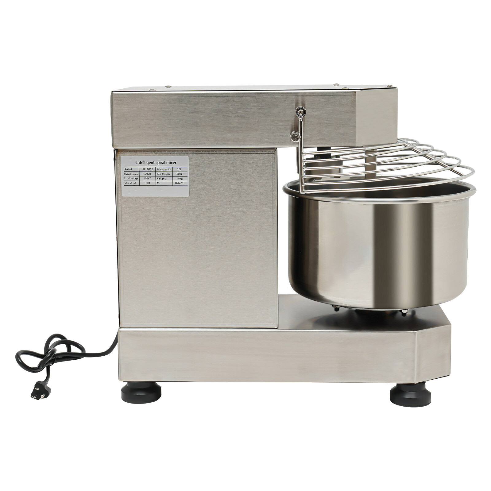 110V 60Hz Dough Kneading Machine 750W Commercial Dough Mixer, Max 360° Mixing