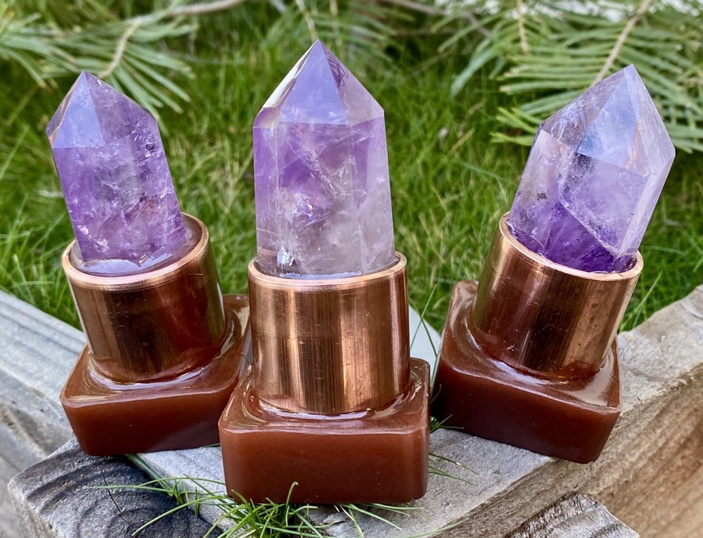 Orgone Mini Cloudbuster Set Amethyst Scepter Point Copper Pipe