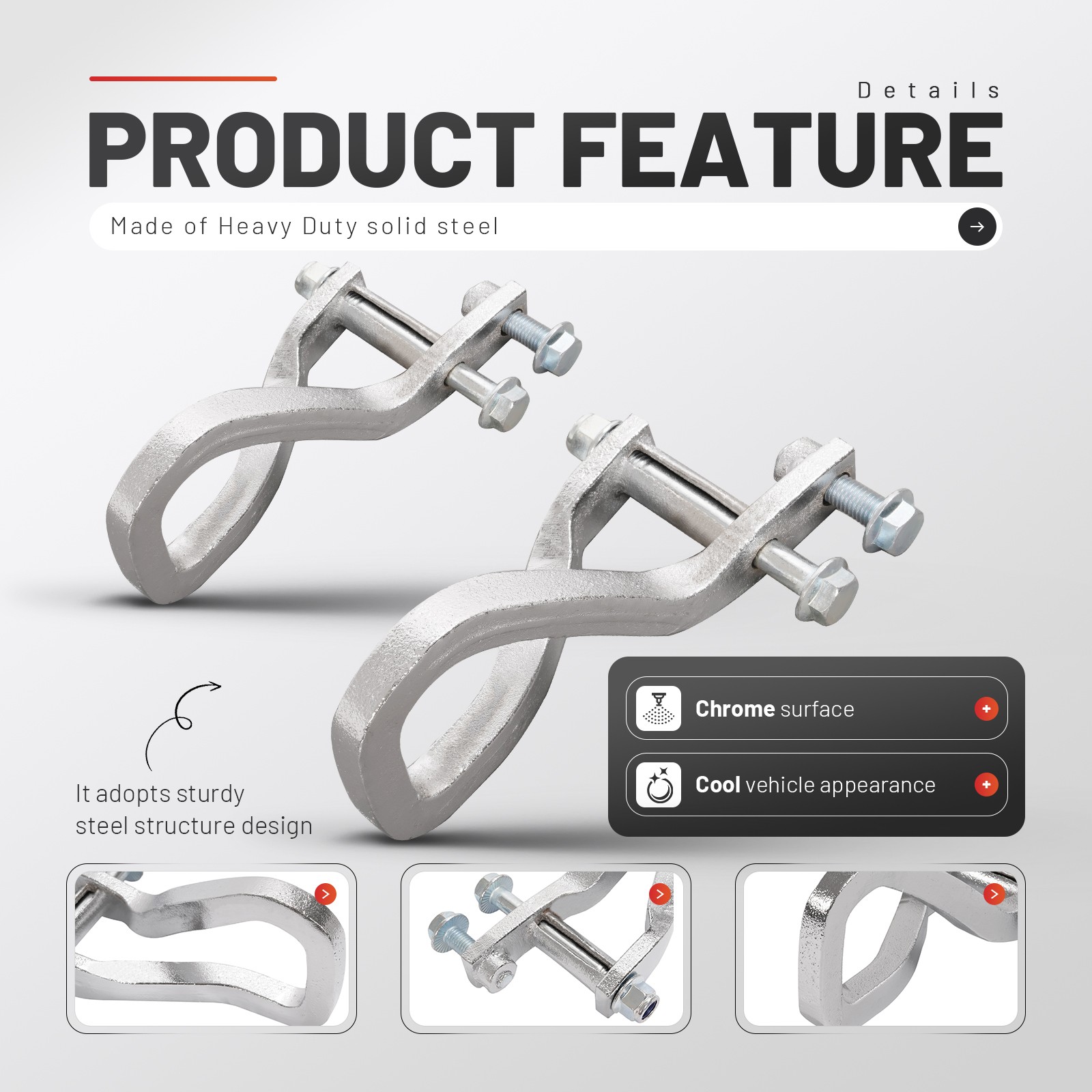 Front Chrome Tow Recovery Hooks w/ Bolts For GMC Sierra 1500 2019-2025 #84195902