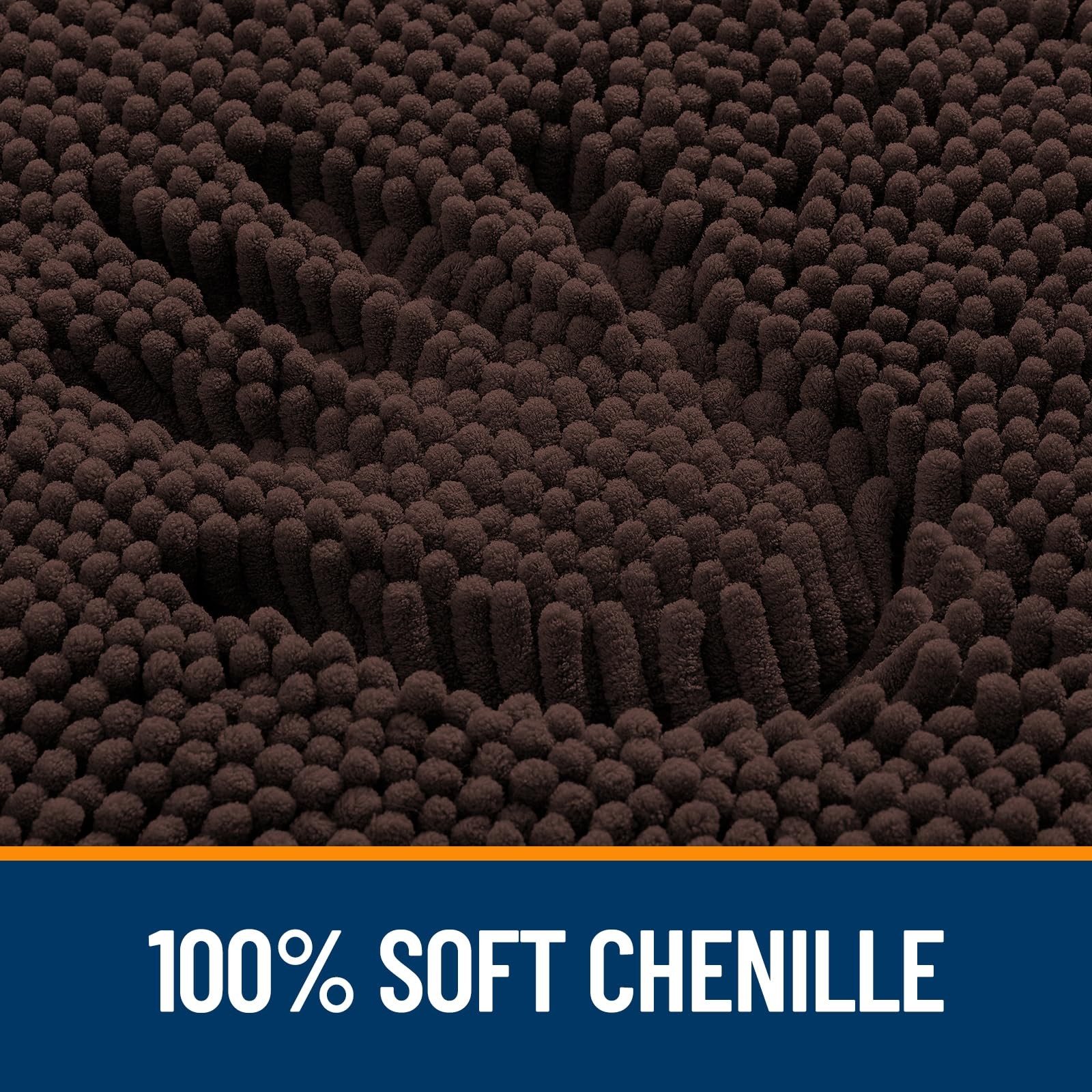 OLANLY Bathroom Rugs 40x32, Extra Soft Absorbent Chenille 40" x 32", Brown