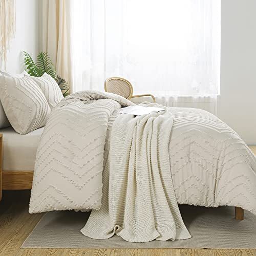 Full Size Comforter Sets Boho Lightweight Fluffy Bedding Full (79"x90") Beige