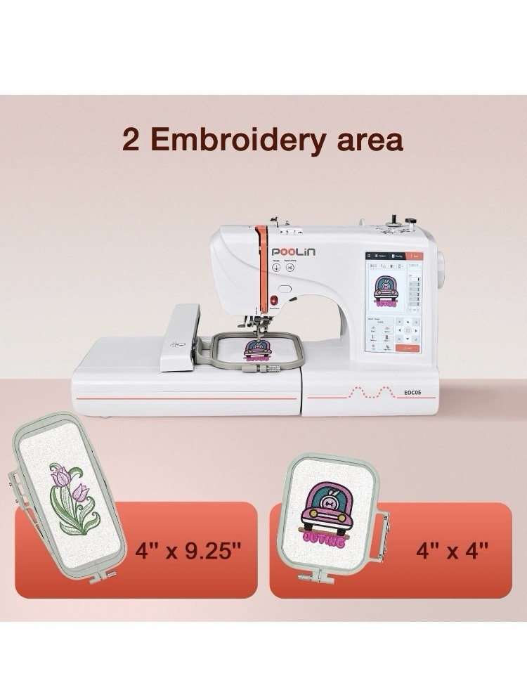 POOLIN EOC05 Embroidery Machine Computerized Touchscreen with accessories.