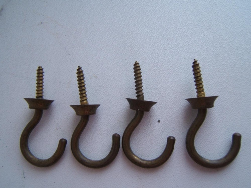 12 VINTAGE BRASS CEILING or CUP HOOKS 2 DIFFERENT STYLES