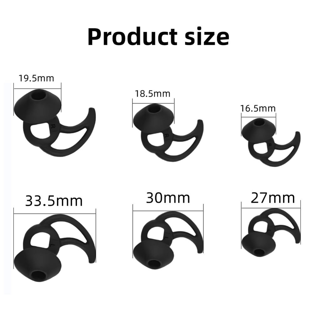 SNHTLS Earbud Replacement Tips Silicone Compatible SML, Black