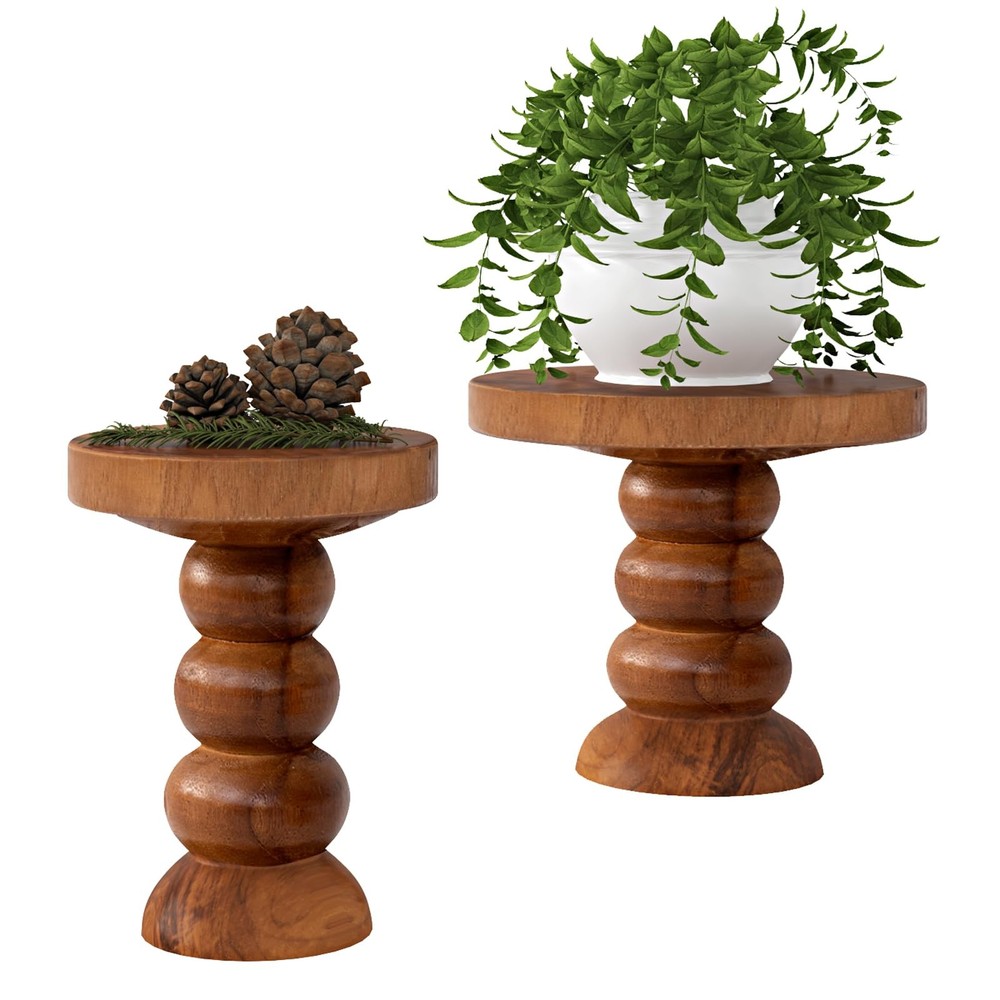 Mini Round Wood Risers, 2 Pieces Mini Riser Stand, Display Riser for Candles,...