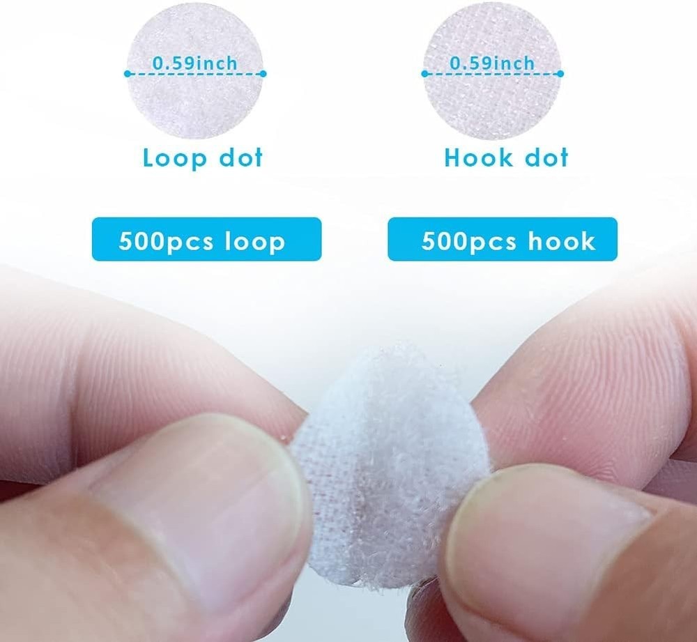 Nylon Hook & Loop Dots - 1000 Pcs Adhesive Circles for Creative Projects