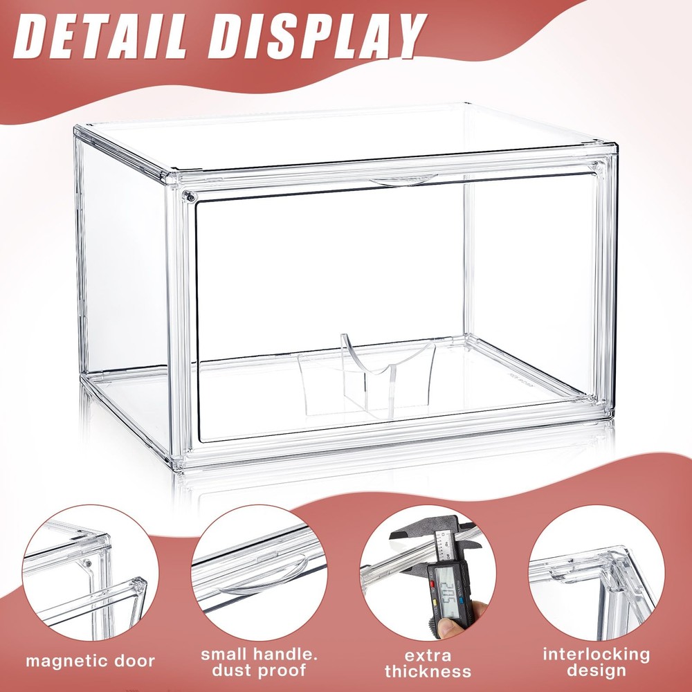Thyle 4 Pack Football Display Case Full Size Clear Acrylic Stackable