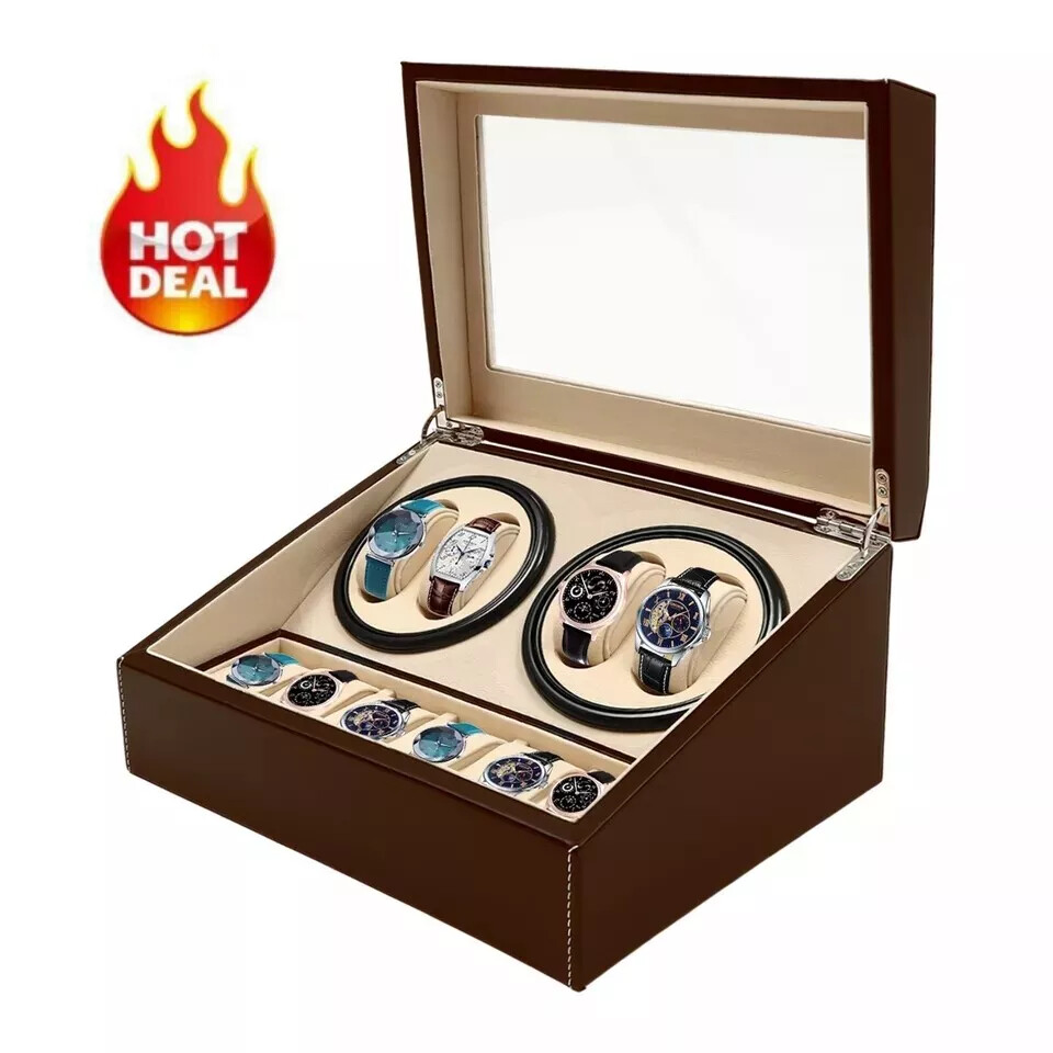 ❤ 4+6 Automatic Watch Winder Watch Display Box Luxury Storage Case Self-winding