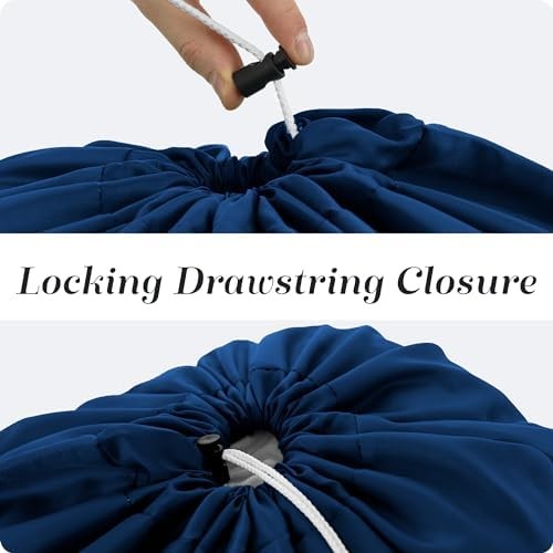 Laundry Bag - Locking Drawstring Closure and Machine Washable. Large, blue