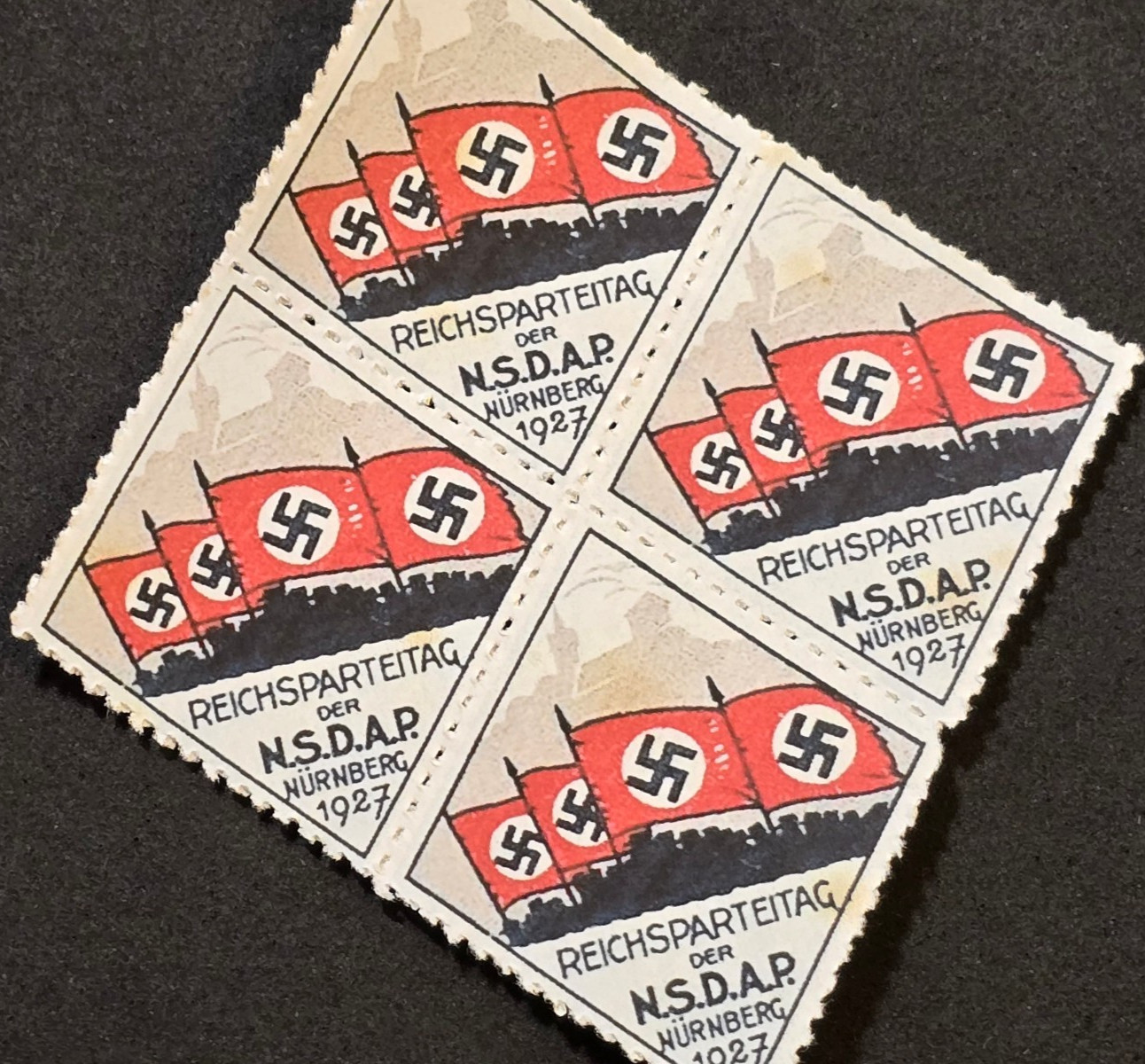 WW2 WWII Nazi German Third Reich NSDAP Nurnberg Party Rally 1927 Stamp Block MNH