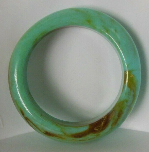 Thick Teal/Brown Marbled Bangle Bracelet