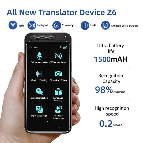 LTDNB LANGUAGE TRANSLATOR DEVICE SUPPORT 138 LANGUAGES TOUCH SCREEN - BLACK