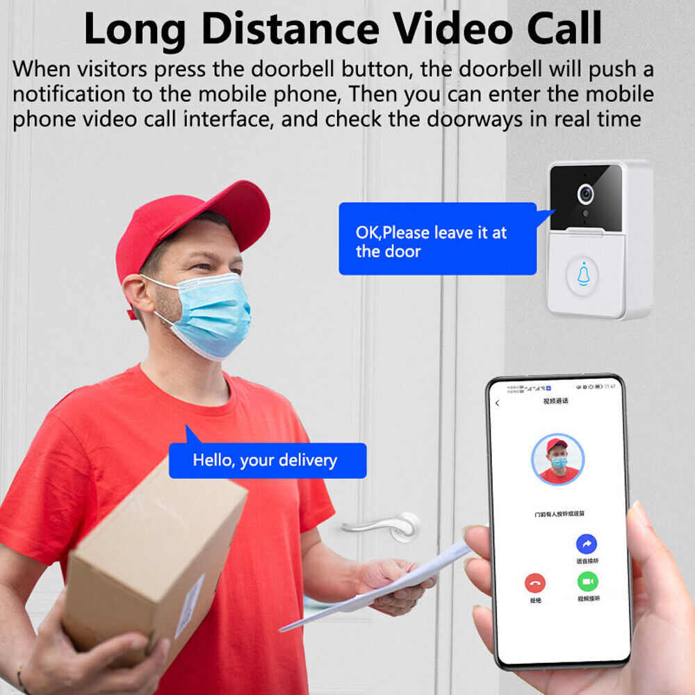 Smart Wireless WiFi Doorbell Camera Phone Door Ring Video Intercom Security Bell