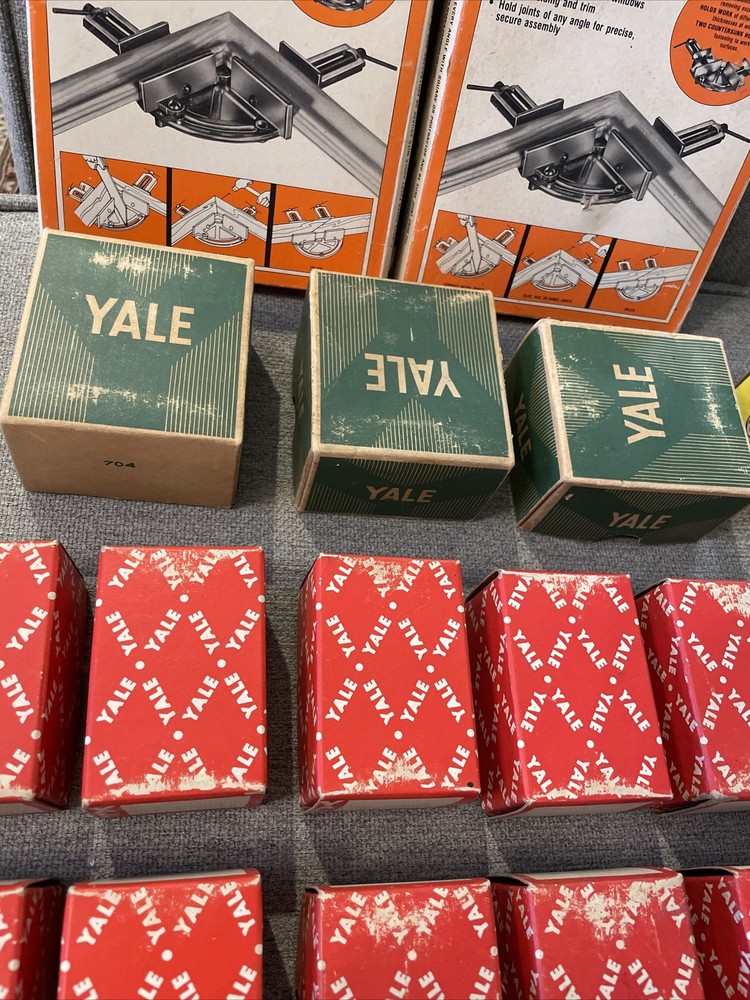 Vintage Yale Lockset Boxes + Adjustable Clamp And Other EMPTY BOXES