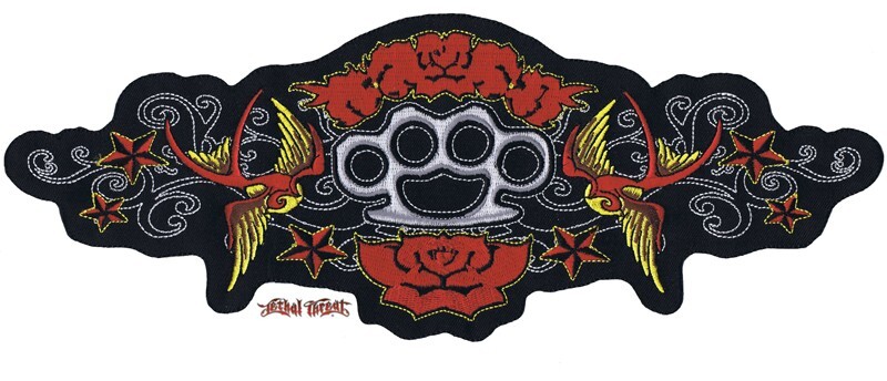 NWOT LETHAL THREAT BRASS KNUCKLE SPARROWS PATCH 12"x4.5" LT30155