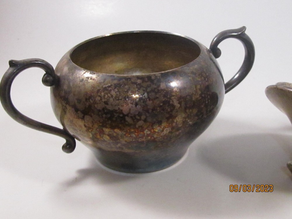 Vintage Sheffield Silver on Copper Sugar and Creamer Set