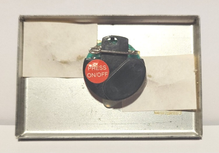 Logitech Wingman Warrior Pinback Button with blinking red lights CES promo