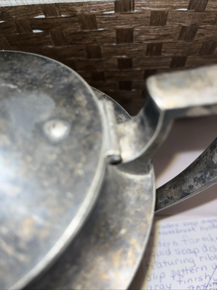 Vintage Silver plate Footed Teapot Art Deco Style Pedestal Bass Angular Handle