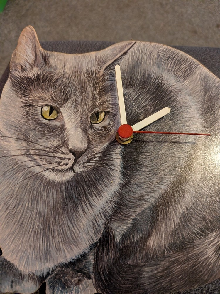 Russian Blue Cat Clock Gift For Cat Lover