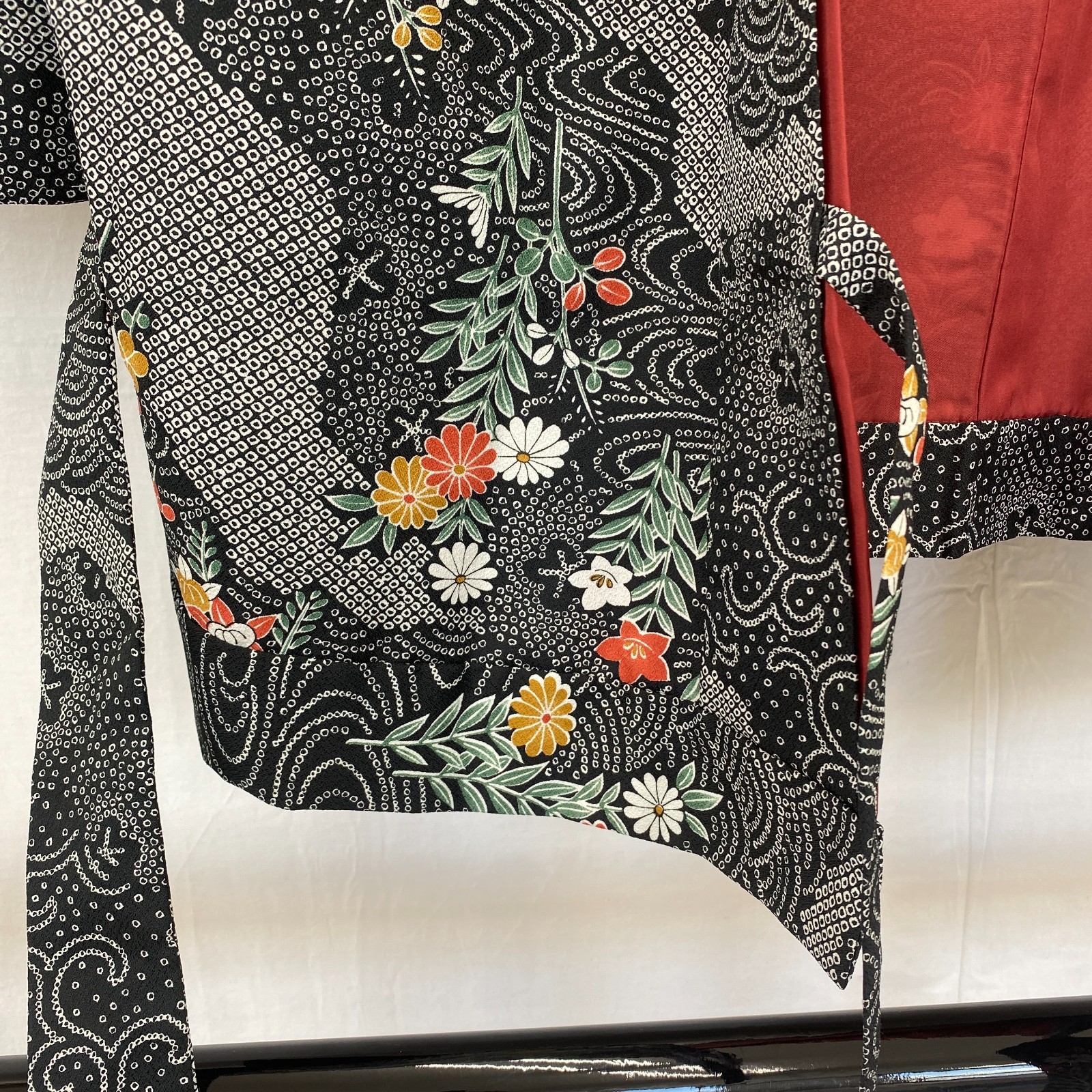 Japanese Vintage Kimono Haori Jacket Polyester Black Traditional Authentic