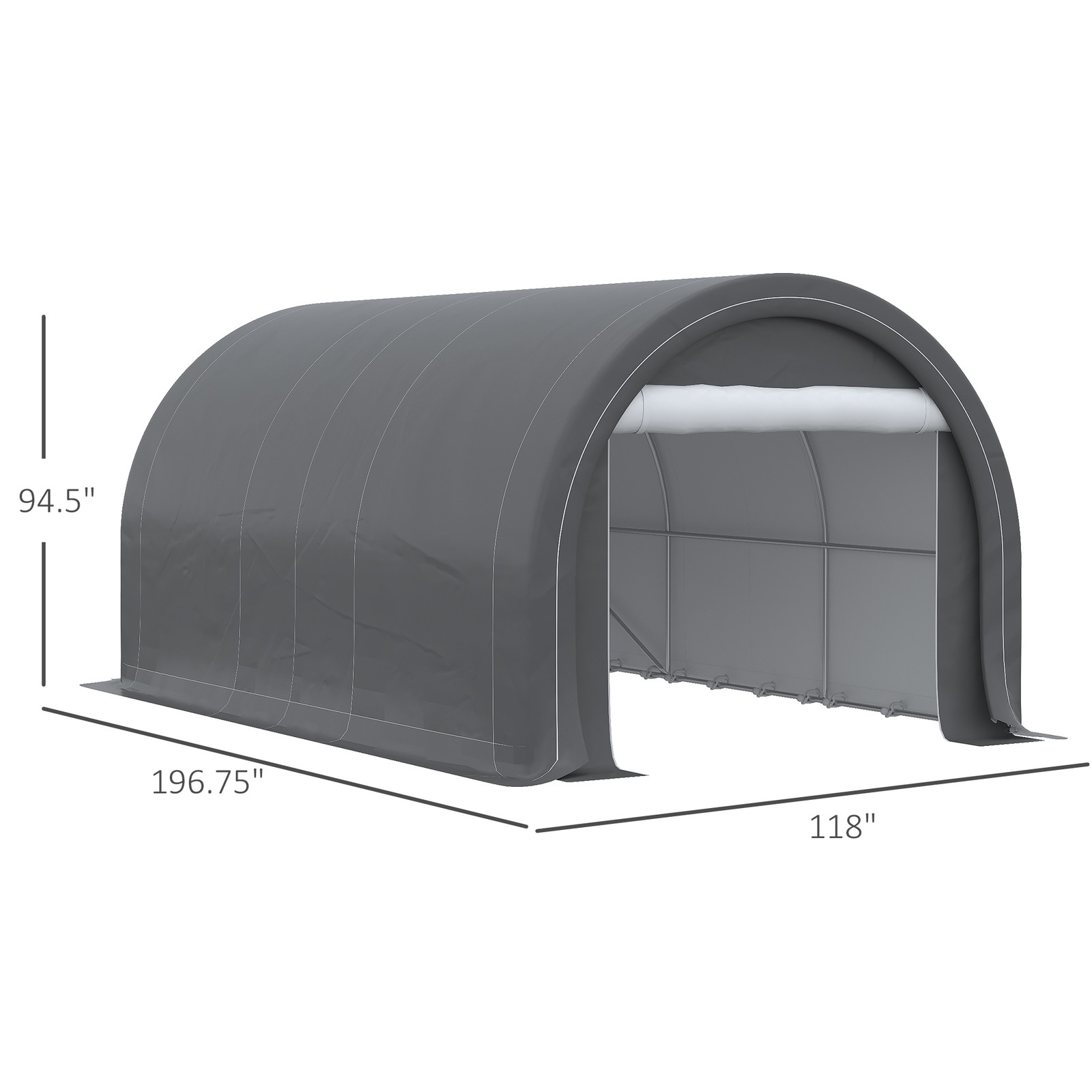Outsunny 10' x 16' Carport Storage Tent Anti-UV PE Portable Garage, Gray