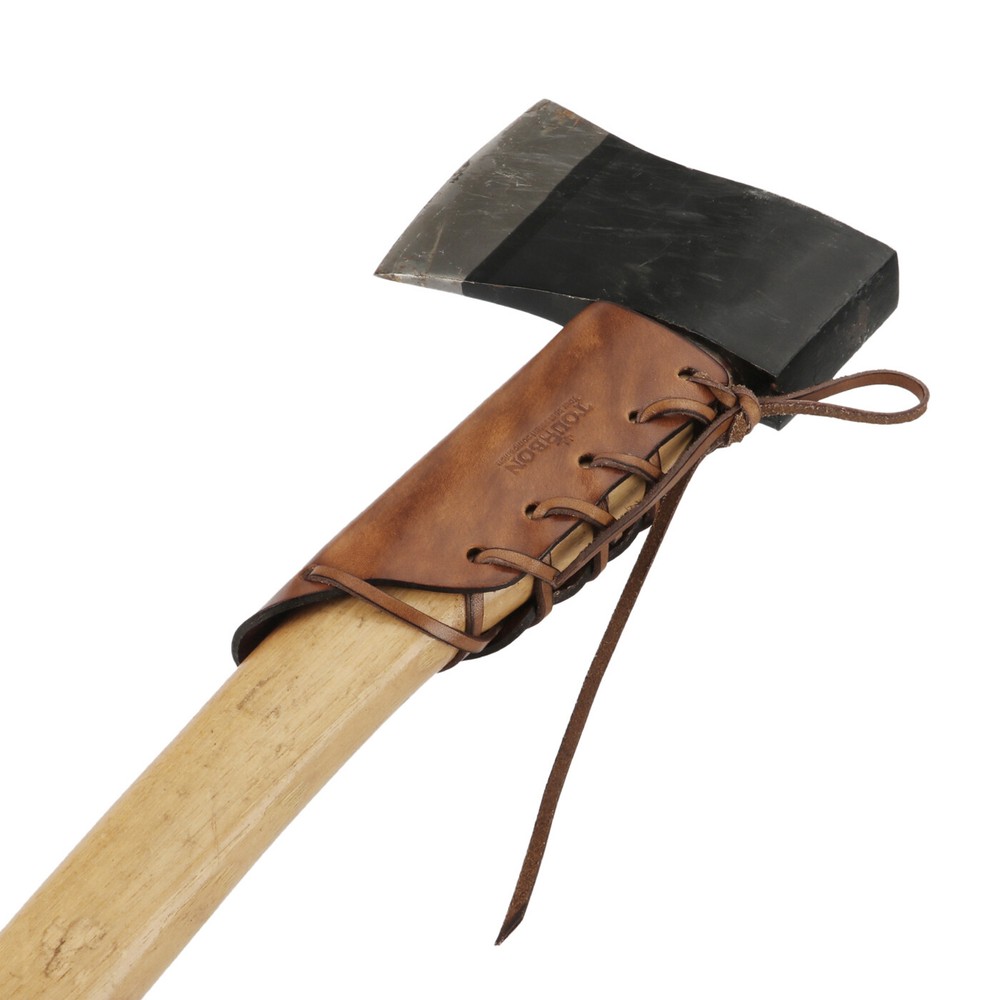 TOURBON Rustic Leather Axe Tool Handle Guard Protector Cover w/ Adjustable Belt
