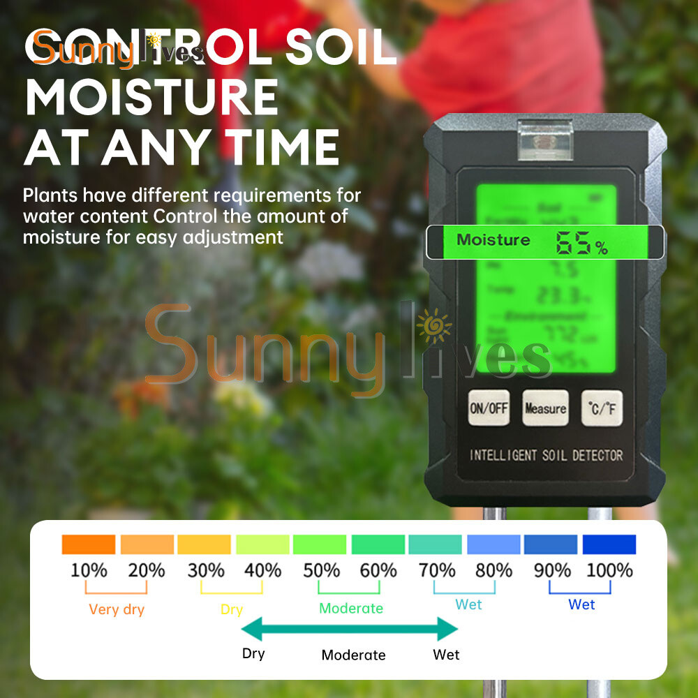 6-in-1 PH Tester Soil Water Moisture Light Test Meter Temperature Humidity Test