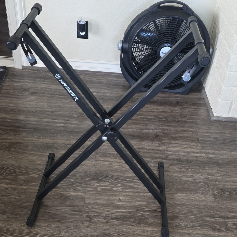 Hamzer Black Metal X-Stand Height-Adjustable Foldable Keyboard Stand