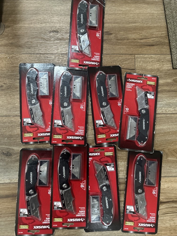 Husky Folding Utility Knife Lock Back Textured Grip #9 Total