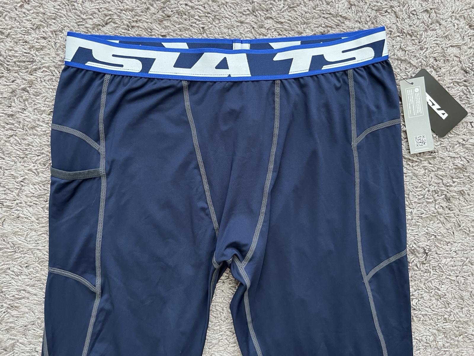 TSLA Men's Compression Tights Pants Baselayer Blue Bottom 2XL NEW