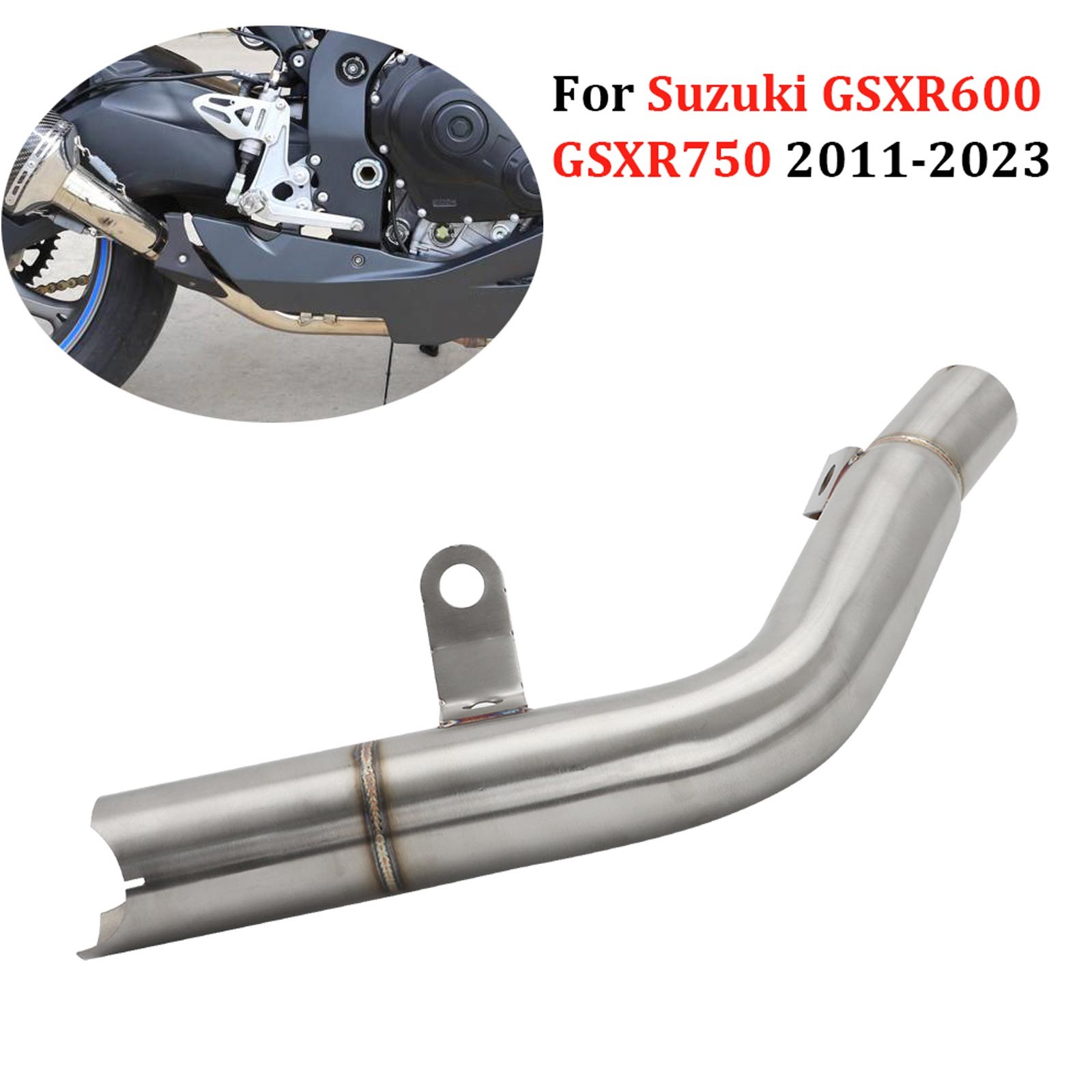 Motorcycle Exhaust Mid Link Pipe For Suzuki GSXR 600 750 GSX-R 2011-2024 Slip-On
