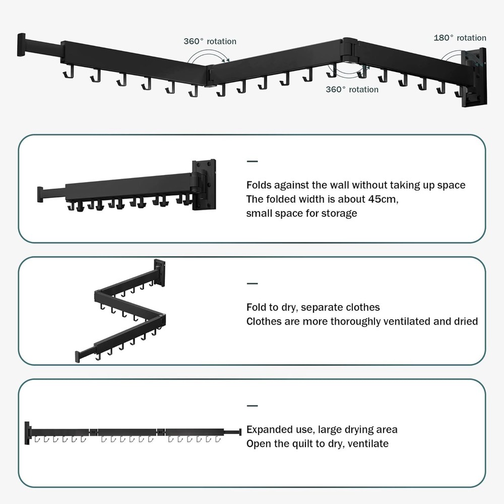 Elegant Wall Mounted Drying Rack - Retractable Space Saver with 220 lbs Capacity