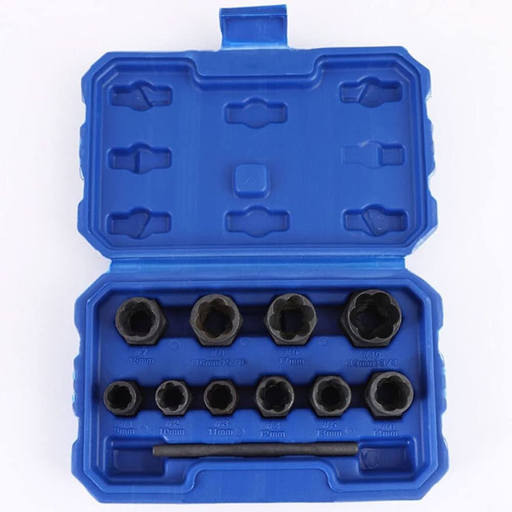11pcs Bolt Extractor Impact Socket Set 3/8" Damaged/Rounded Nut Remover