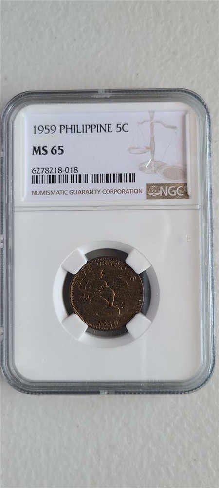 Philippines 5 Centavos 1959 NGC MS 65