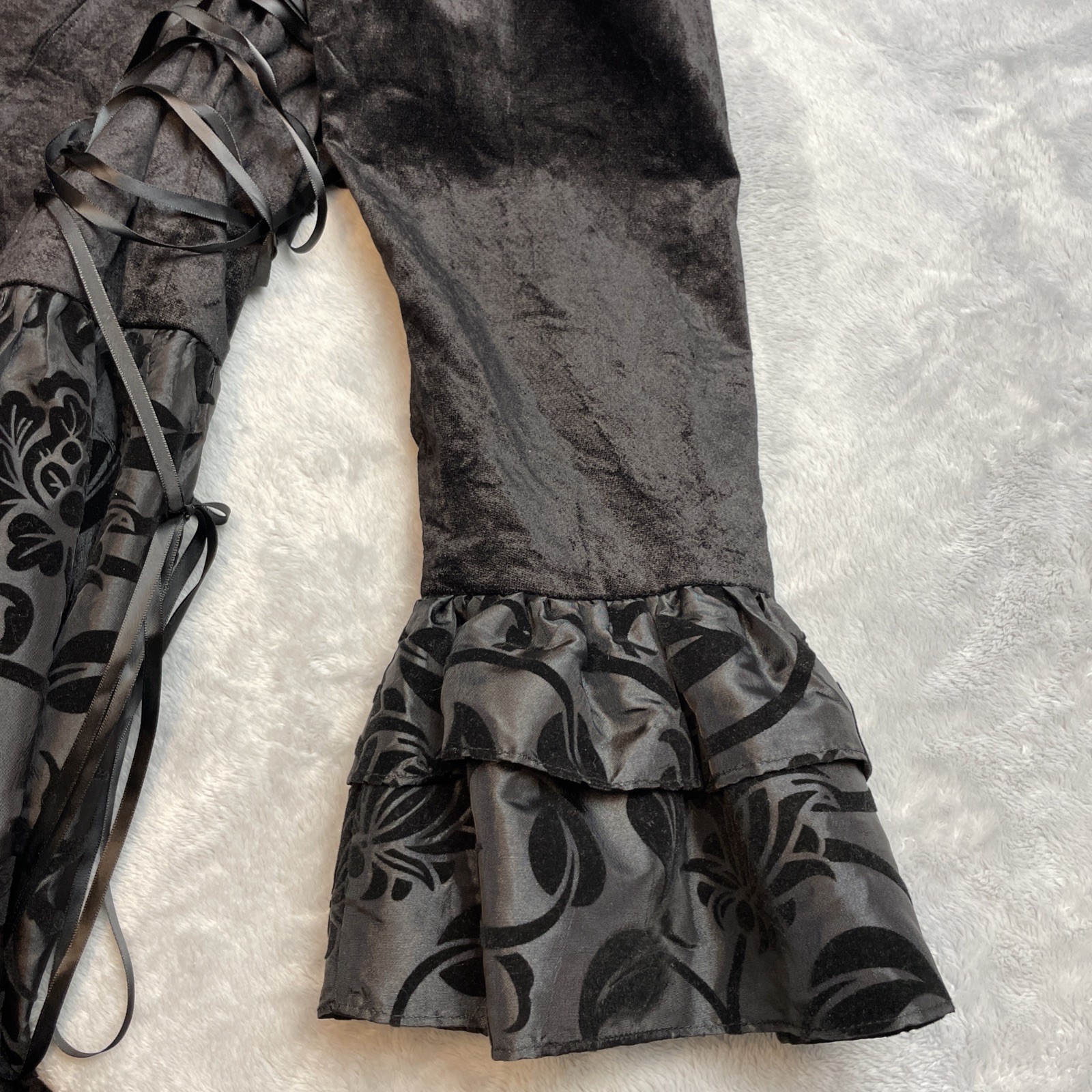 Victorian Choice Velvet Brocade Jacket Womens XXL Black Ruched Laced Ren Faire