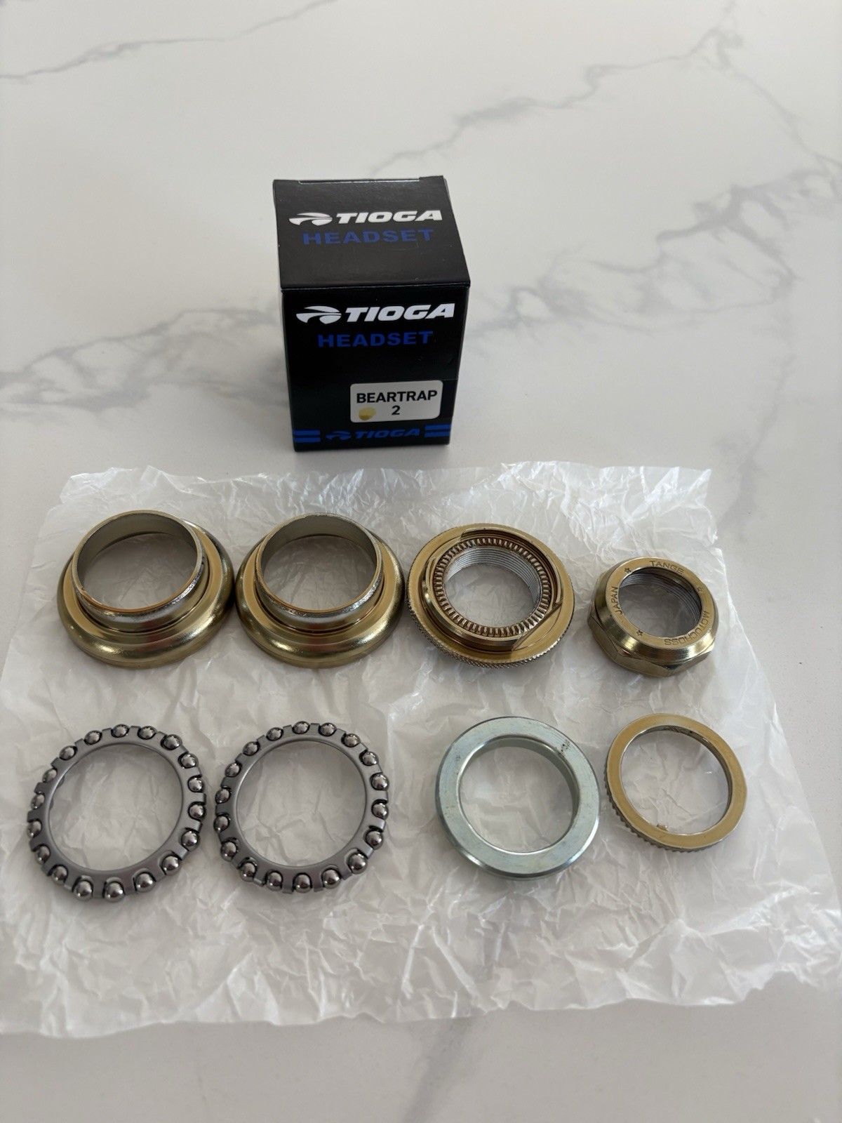 OLD SCHOOL BMX TIOGA BEARTRAP 2 HEADSET GOLD 1" threaded NEW tange gt