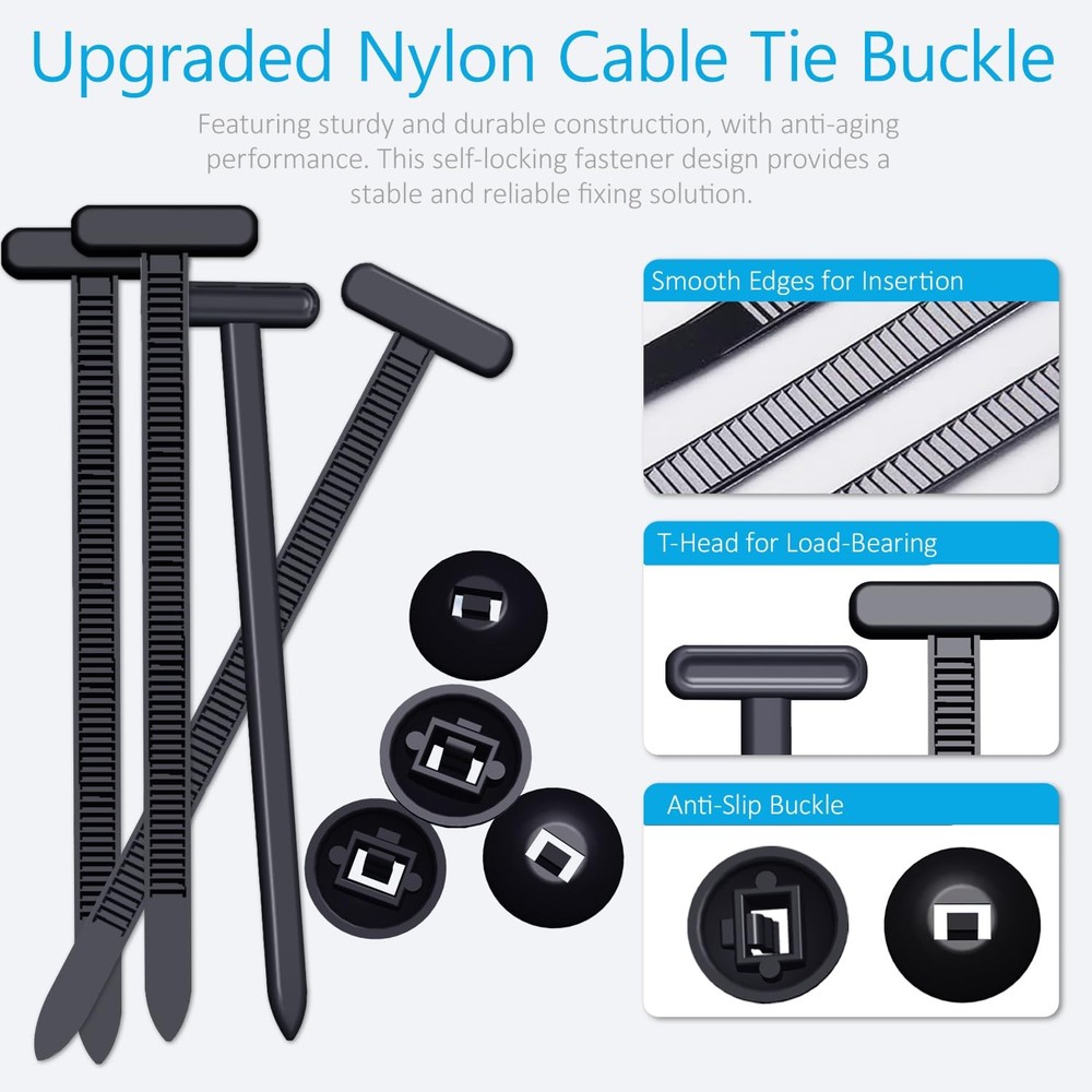 (50Pcs) Nylon Universal Cable Tie Buckle, Multifunctional Rivet Zip Ties,
