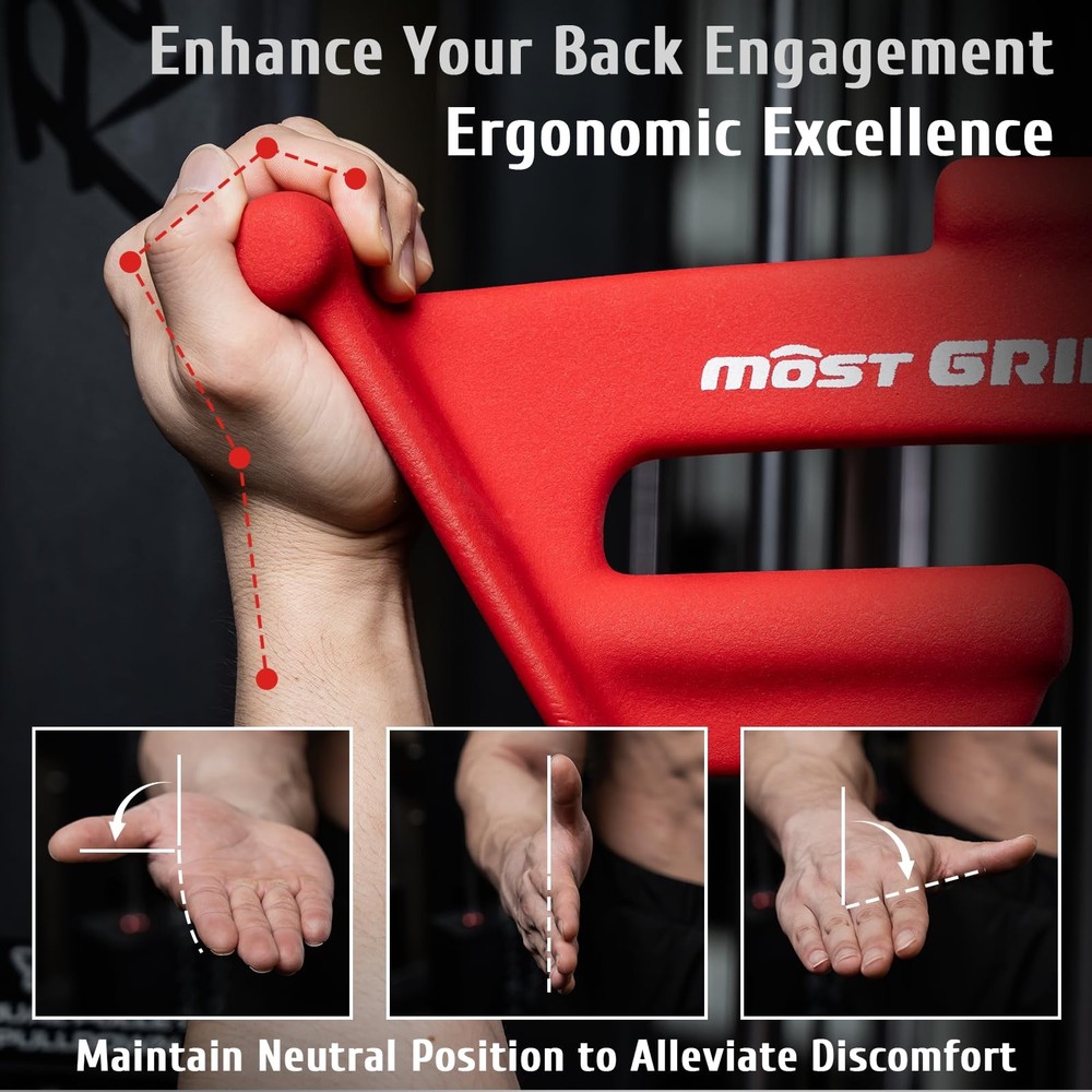 MOST GRIP LAT Pull Down Bars Set, Triangular Stability Pulldown Ruby Red