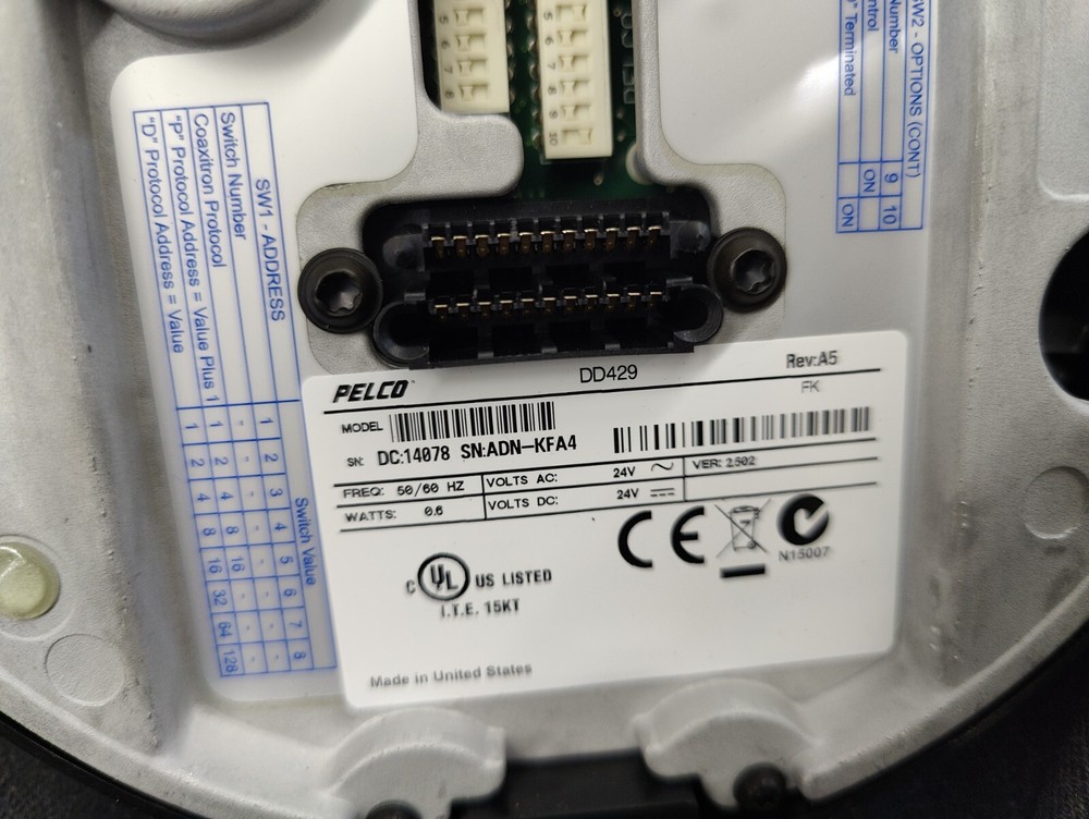 Pelco DD429 PTZ Surveillance Camera System With BB4-PG-E Pedant Dome Mount