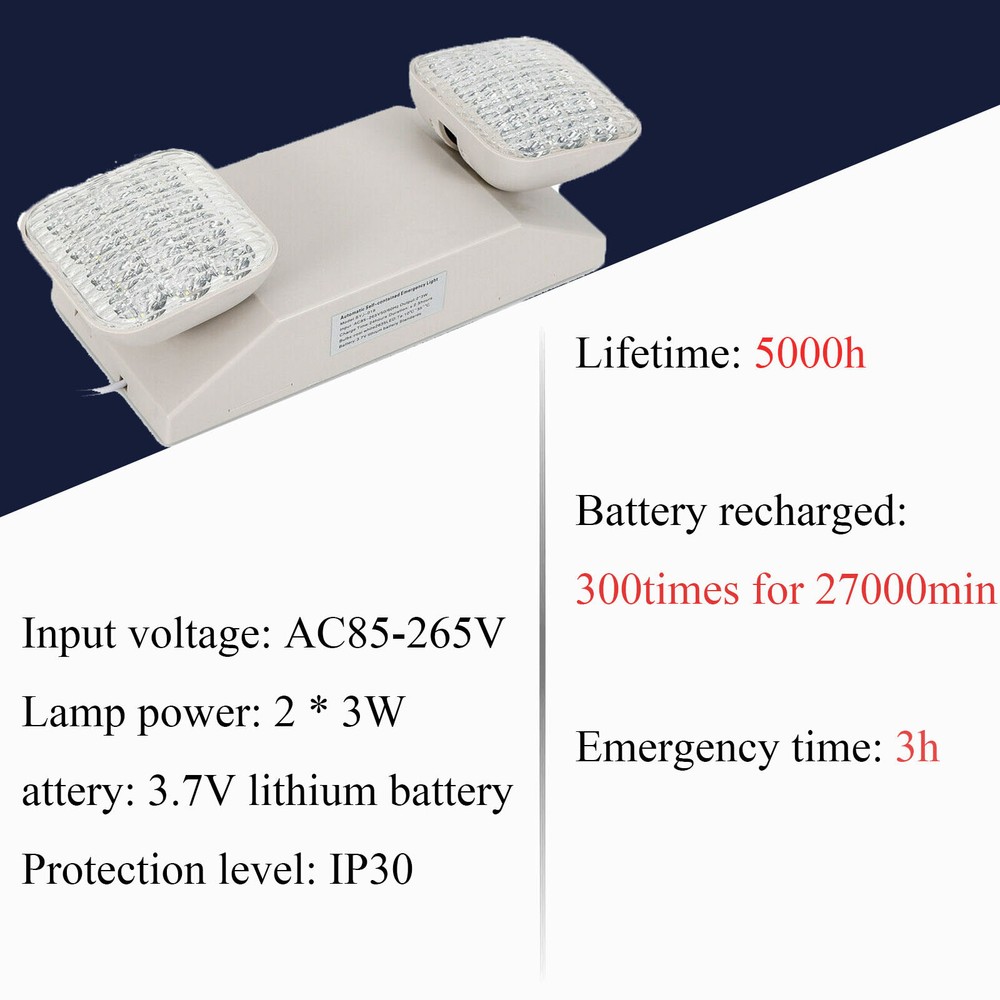 LED Exit Emergency Light Adjustable Two Head With Battery Backup US Stock 6pcs