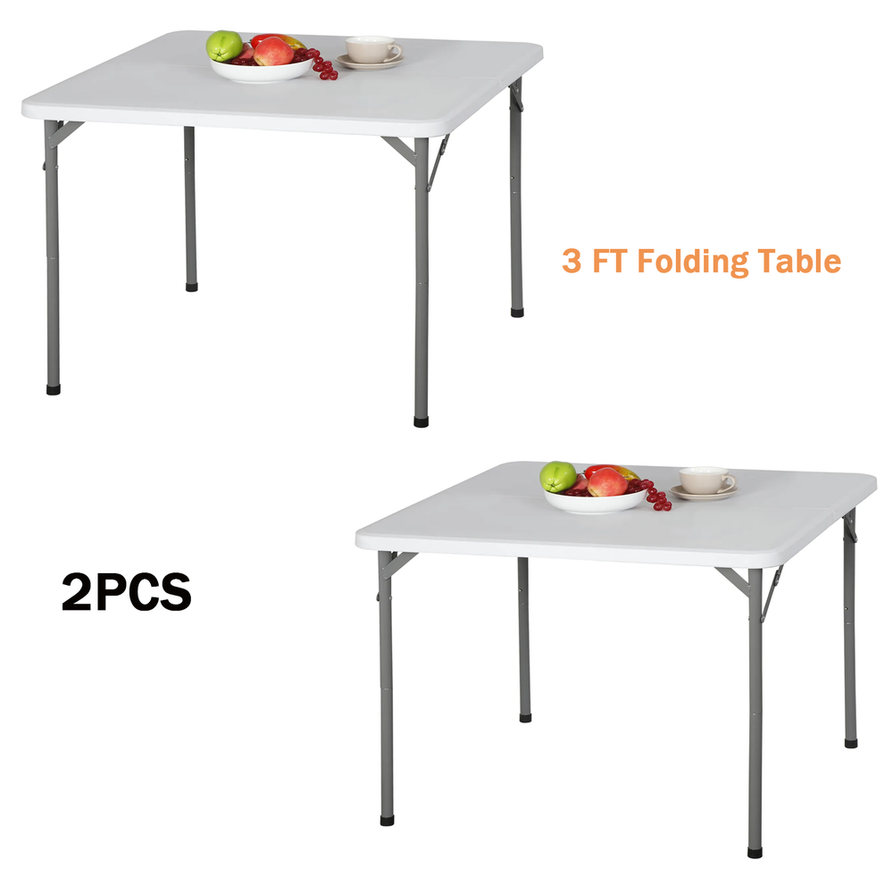 2PCS 3' Folding Square Table with Resin Top Game Table for Puzzles Crafting