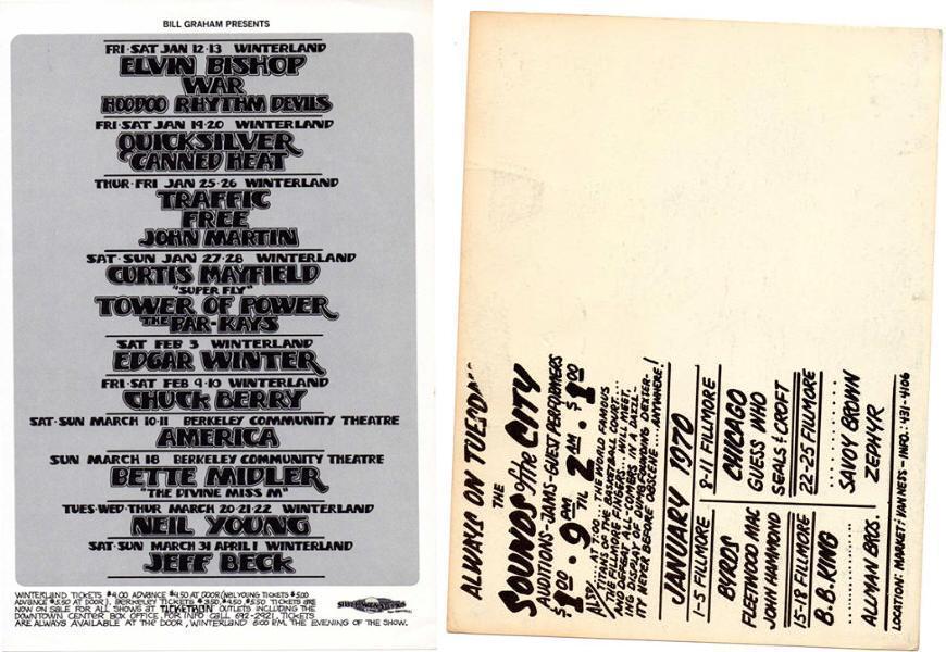 NEIL YOUNG Concert Handbill Postcard SF Bill Graham V/A