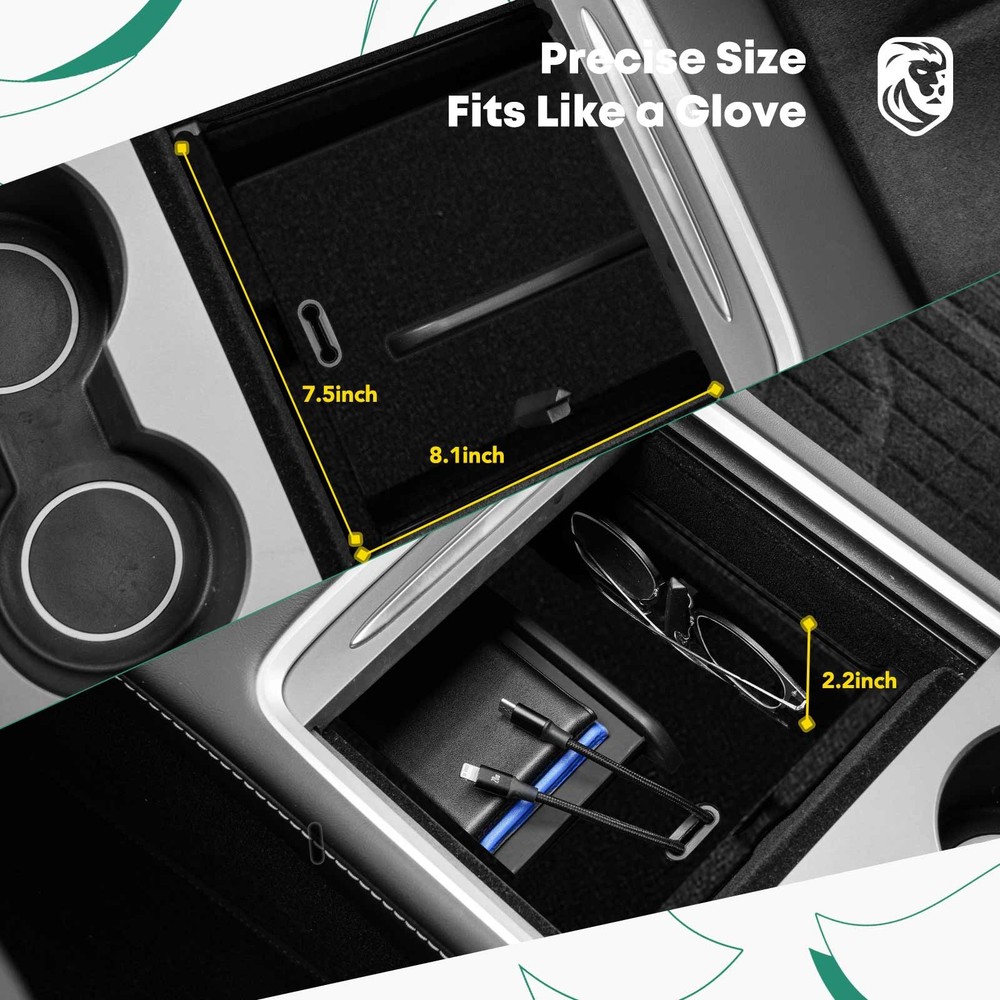 Black Storage Box for Tesla Model 3 2024 Flocking style Center Control Console