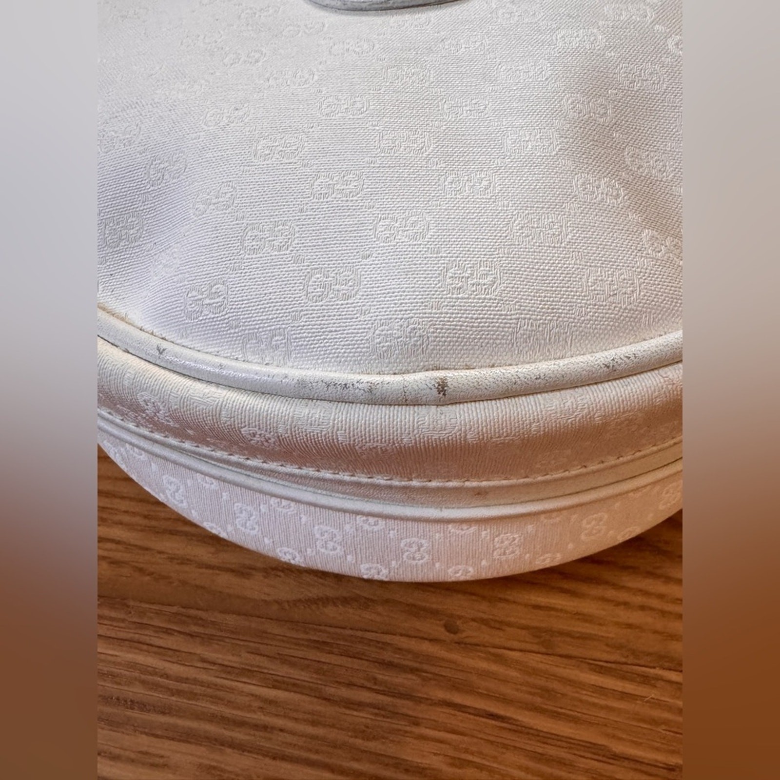 80s Vintage White Gucci Micro GG Canteen Bag